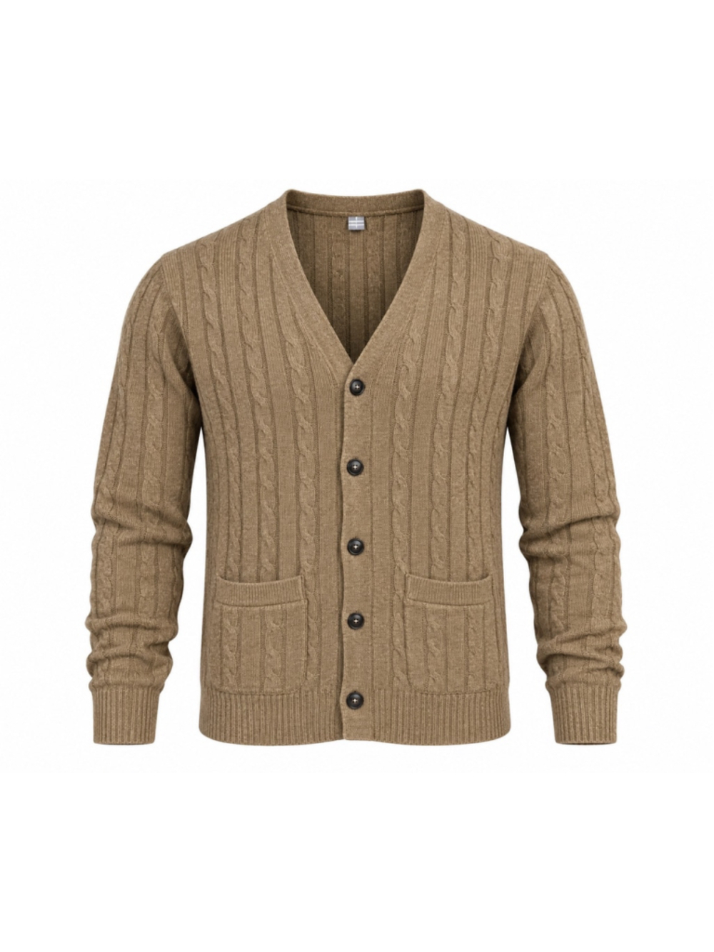 Croft & Barrow Mens Brown/Tan Cable Knit Cardigan Sweater Button Front Sz L